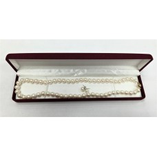 7-7.5mm天然淡水珍珠圓珠45cm項鍊配 7mm 14K 黃金波扣 (送一對7-7.5mm面包珠925銀耳針和蝴蝶碧耳環)